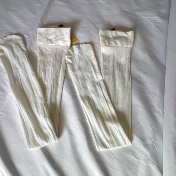 Leg Avenue White Over the Knee Socks Apple & Bow Detail Snow White Costume - Picture 5 of 8